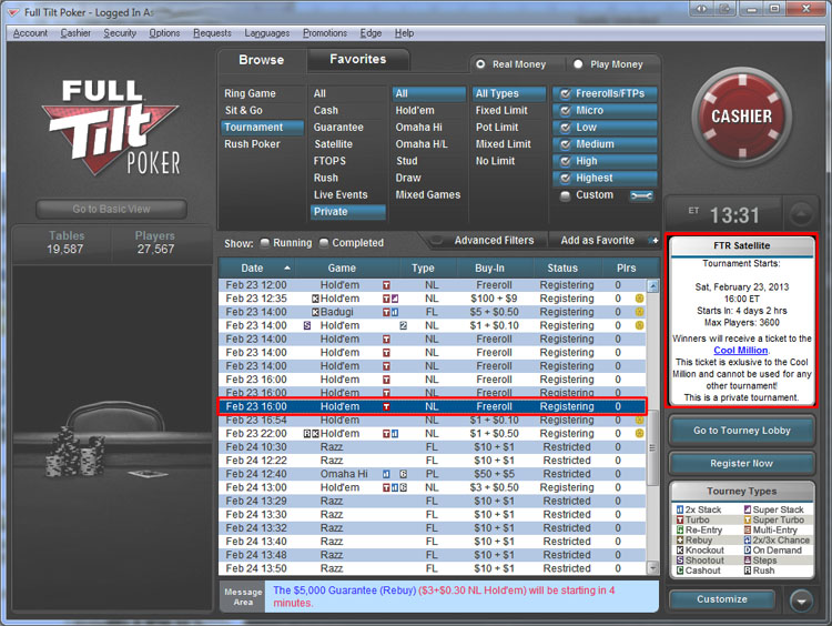 Full tilt poker facebook freeroll password
