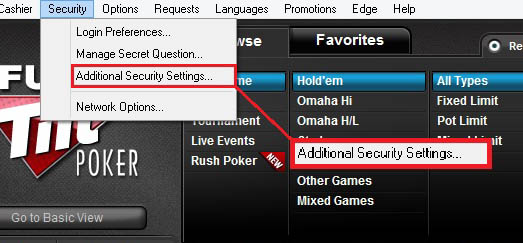 Full tilt poker mobile security key